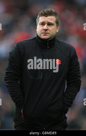 Milton Keynes Dons v Chelsea - Emirates fa Cup - Quarta tornata - Stadio: MK. Il manager di Milton Keynes Dons Karl Robinson Foto Stock