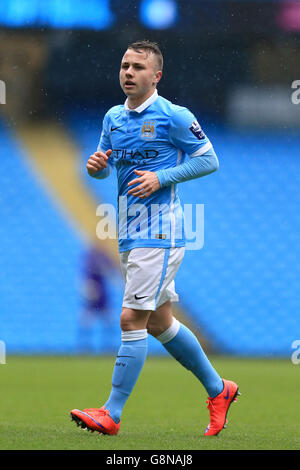 Manchester City U21 / Manchester United U21 - Barclays U21 Premier League - Etihad Stadium. Jose Angel Tasende, Manchester City Foto Stock