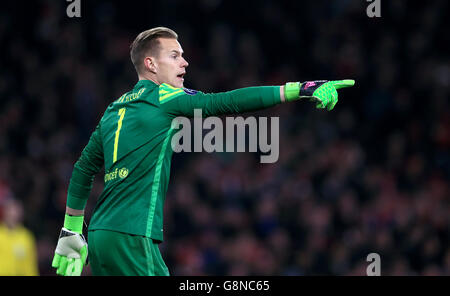 Arsenal v Barcelona - UEFA Champions League - Round of 16 - First leg - Emirates Stadium. Marc-Andre ter Stegen, portiere di Barcellona Foto Stock