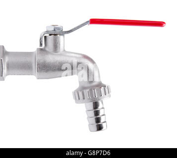 Rubinetto acqua isolati su sfondo bianco Foto Stock