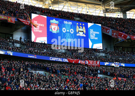 Liverpool vs Manchester City - Capital One Cup - Final - Wembley Stadium. Una visione generale del quadro di valutazione Foto Stock