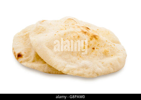 Arabian bianco pane libanese polpettine isolato su bianco Foto Stock