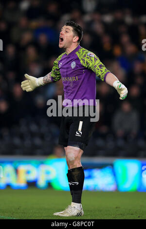 Hull City vs Sheffield Mercoledì - Campionato Sky Bet - Stadio KC. Keiren Westwood, portiere del mercoledì di Sheffield Foto Stock