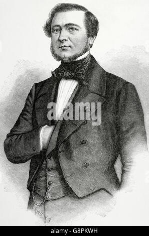 Carlo Magno Emile de Maupas (1818-1888). Avvocato francese e politico. Ritratto. Incisione di E. Krell in "Historia de Francia", 1881. Foto Stock