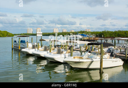 Bonita Springs Florida Big Hickory Marina con barche sulla Intercoastal acque nella baia ristorante relax Foto Stock