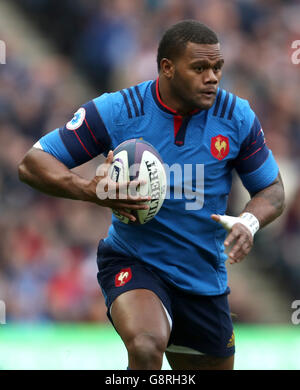 Scozia contro Francia - 2016 RBS Six Nations - BT Murrayfield. Virimi Vakatawa in Francia durante la partita delle sei Nazioni RBS del 2016 al BT Murrayfield Stadium di Edimburgo. Foto Stock