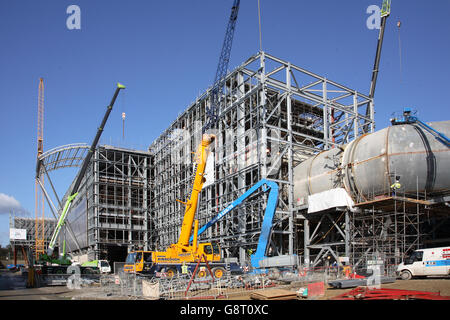 Una nuova centrale elettrica a gas in costruzione a Langage, vicino a Plymouth in Southwest England, Regno Unito Foto Stock