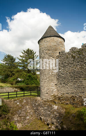 Irlanda, Co Leitrim, Fivemile Bourne, Castello di Parke, restaurata torre conica Foto Stock