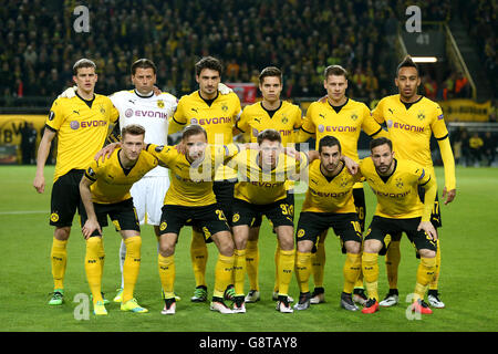 Borussia Dortmund gruppo di squadra prima della finale del quartiere UEFA Europa League, prima tappa al Signal Iduna Park di Dortmund. Foto Stock