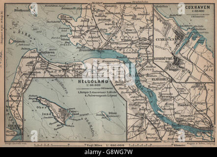 ELBMÜNDUNG. Elba estuario. Helgoland Helgoland Cuxhaven piani. Altona, 1900 Mappa Foto Stock