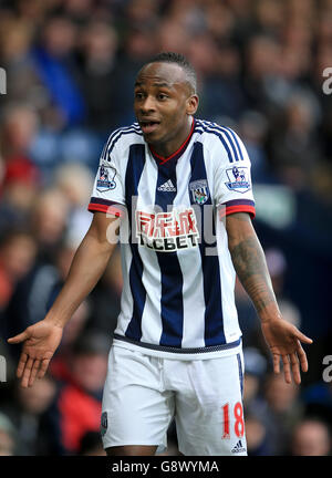 West Bromwich Albion / Watford - Barclays Premier League - The Hawthorns. Saido Berahino di West Bromwich Albion reagisce durante la partita della Barclays Premier League presso gli Hawthorns, West Bromwich. Foto Stock