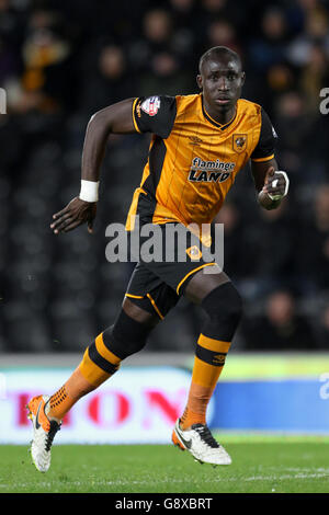 Hull City's Mohamed DIAME durante la partita del campionato Sky Bet al KC Stadium di Hull. Foto Stock