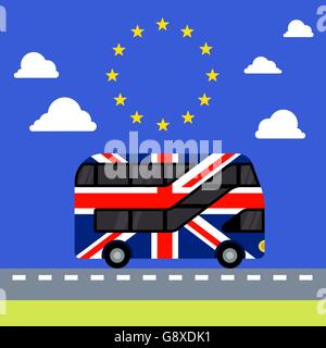 Autobus a due piani dipinto di bandiera del Regno Unito brexit Illustrazione Vettoriale