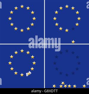 Unione Europea ring stelle sulla bandiera blu sullo sfondo Illustrazione Vettoriale