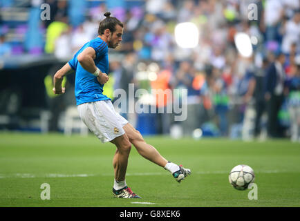 Il Bareth Bale del Real Madrid prima della semifinale della UEFA Champions League, seconda tappa al Santiago Bernabeu di Madrid. Foto Stock