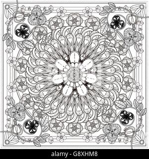 Mandala squisito design di sfondo con elementi floreali Illustrazione Vettoriale