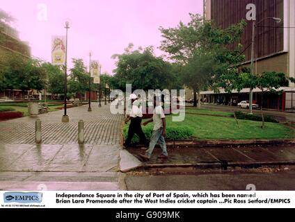 Independance Square nella città di Port of Spain, che è stato chiamato Brian Lara Promenade dopo il capitano West Indies cricket Foto Stock