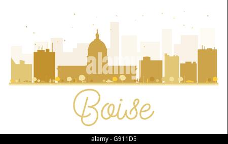 Boise City skyline golden silhouette. Illustrazione Vettoriale. Paesaggio con i punti di riferimento Illustrazione Vettoriale