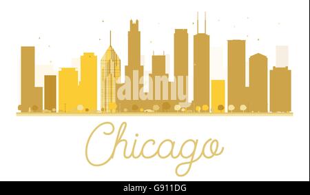 Chicago skyline della città golden silhouette. Illustrazione Vettoriale. Piatto semplice concetto per il turismo presentazione, banner, cartellone Illustrazione Vettoriale