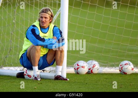 Calcio - amichevole - Argentina v Inghilterra - Inghilterra formazione - Carrington. David Beckham, inglese Foto Stock