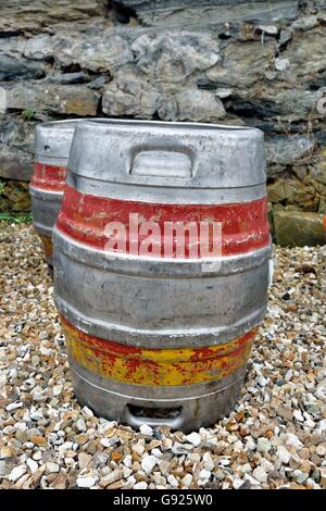 Un assortimento di barili di birra England Regno Unito Foto Stock