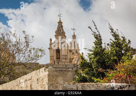 La splendida architettura di Mdina, Malta - vecchia capitale e città silenziosa di malta - città medioevale Foto Stock