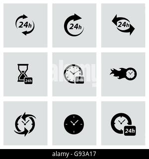 Vettore orologio nero icona impostare Illustrazione Vettoriale