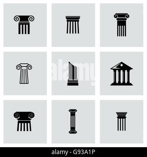 Vettore colonna nero icona impostare Illustrazione Vettoriale