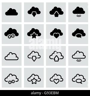 Vector nuvole nere icona impostare Illustrazione Vettoriale