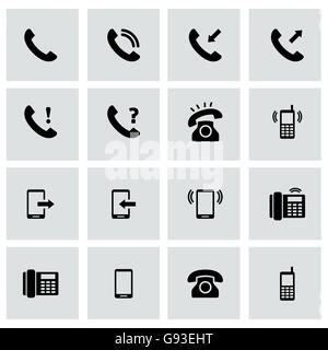 Vettore telefono nero icona impostare Illustrazione Vettoriale