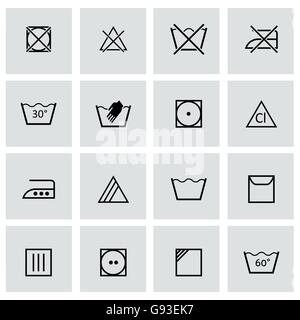 Vettore di lavaggio nero segni icona impostare Illustrazione Vettoriale