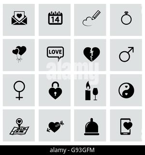 Vettore amore nero set di icone Illustrazione Vettoriale
