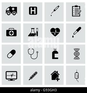 Vettore medico nero set di icone Illustrazione Vettoriale