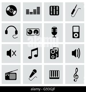 Vector black music set di icone Illustrazione Vettoriale