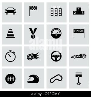 Vettore racing nero set di icone Illustrazione Vettoriale