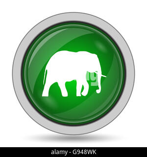 Icona di elefante. Pulsante Internet su sfondo bianco. Foto Stock