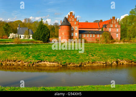 Castello Moated Herten, Renania settentrionale-Vestfalia, Germania / tardo gotica Foto Stock