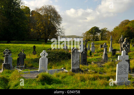 Cimitero, Abbazia Muckross, Parco Nazionale di Killarney, Killarney, County Kerry, Irlanda / sepoltura, cimitero, sagrato Foto Stock