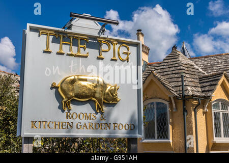 Inghilterra Dorset Studland il maiale sulla spiaggia Hotel e ristorante Adrian Baker Foto Stock