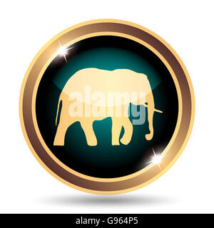 Icona di elefante. Pulsante Internet su sfondo bianco. Foto Stock