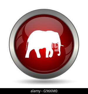 Icona di elefante. Pulsante Internet su sfondo bianco. Foto Stock