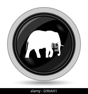 Icona di elefante. Pulsante Internet su sfondo bianco. Foto Stock