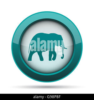 Icona di elefante. Pulsante Internet su sfondo bianco. Foto Stock