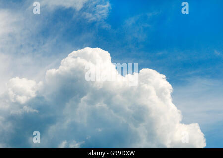 Puffy cumulus nubi miscelati con blue sky Foto Stock