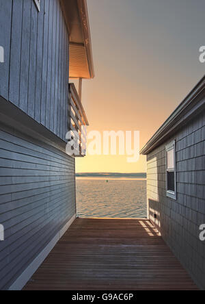 Canadaigua , New York boathouses storico sul lago Canadaigua in Finger Lakes Foto Stock