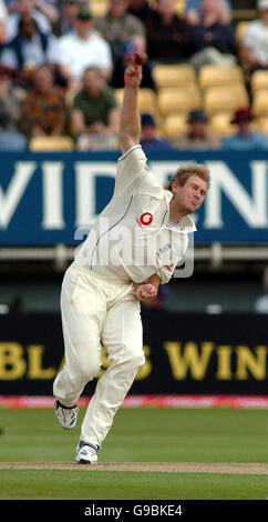 L'inglese Matthew Hoggard in azione durante il secondo test Npower contro lo Sri Lanka al County Ground, Edgbaston, Birmingham. Foto Stock