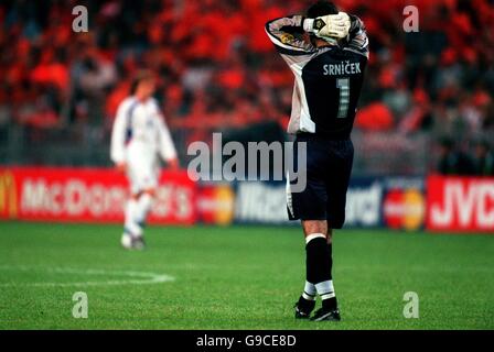 Calcio - Euro 2000 - Gruppo D - Olanda / Repubblica Ceca. Pavel Srnicek, portiere della Repubblica Ceca, si trova in posizione di rifiuto dopo aver lasciato in Olanda l'ultimo minuto vincitore di penalità Foto Stock