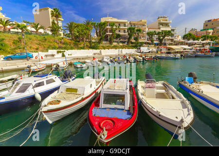 La pesca wharf a Chania, Creta, Grecia Foto Stock