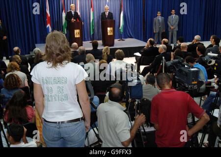 Blair visite Israele per il Medio Oriente colloqui Foto Stock