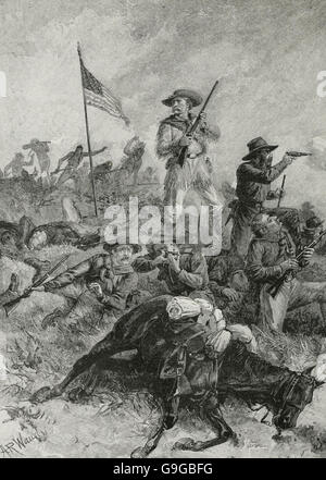 Eroica morte del generale George Armstrong Custer nella battaglia di Little Bighorn Foto Stock